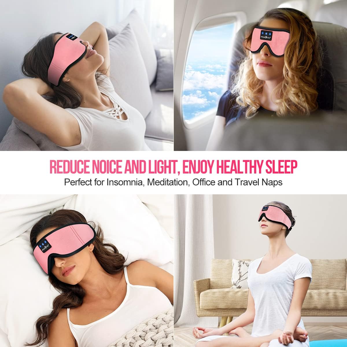 MUSICOZY Sleep Headphones Bluetooth Sleep Mask 3D Wireless Music Sleeping Headphones Headband Eye Mask Sleep Earbuds for Side Sleepers Mom Men Women with Speakers Cool Tech Gadgets Gifts