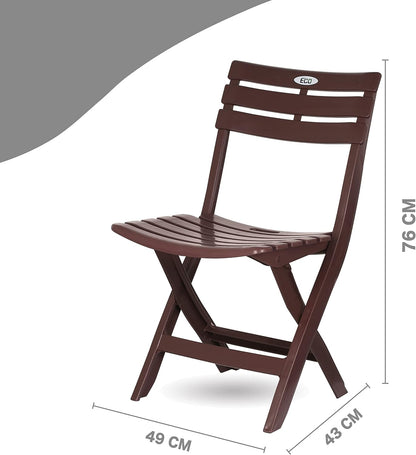 Esqube Folding Chair - Sturdy Plastic chair with Elegant design and Smooth finish - Brown