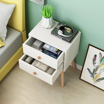 HYTTER Morden Wood Nightstand Night Side Table with Drawers, Small Bedroom Bedside Table Accent Table, White Bedside Cabinet Night Stands for Bedroom (1 Pcs, Single Drawer)