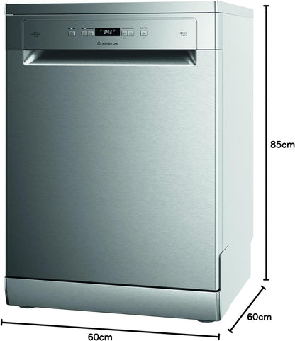 Ariston Dishwasher Freestanding, 13 Place Setting, Inverter Motor, 5 Washing Programs Includes Half Load Express 30' Eco & Static Dry, Silent Dishwasher, Made In Poland, Inox, LFC2B19XUK