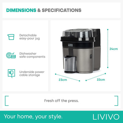 LIVIVO Electric Twin Citrus Juice Maker, with Anti-Drip Valve Citrus Orange Fruits Squeezer Household Fruit Mixer, Fast Double 90W Electric Lemon Orange Fresh Juicer Cutter Slicer