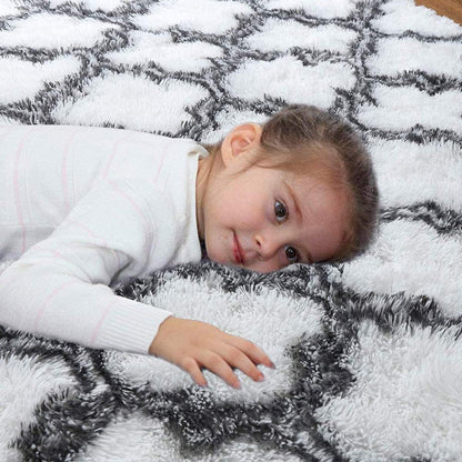 Tinyboy-hbq Area Rugs Shaggy Carpet for Living Room Bedroom Large Fluffy Carpet Modern Non-Slip Mat Multisize Rug Indoor Home Decor (Gray White, 80 x 120 cm)