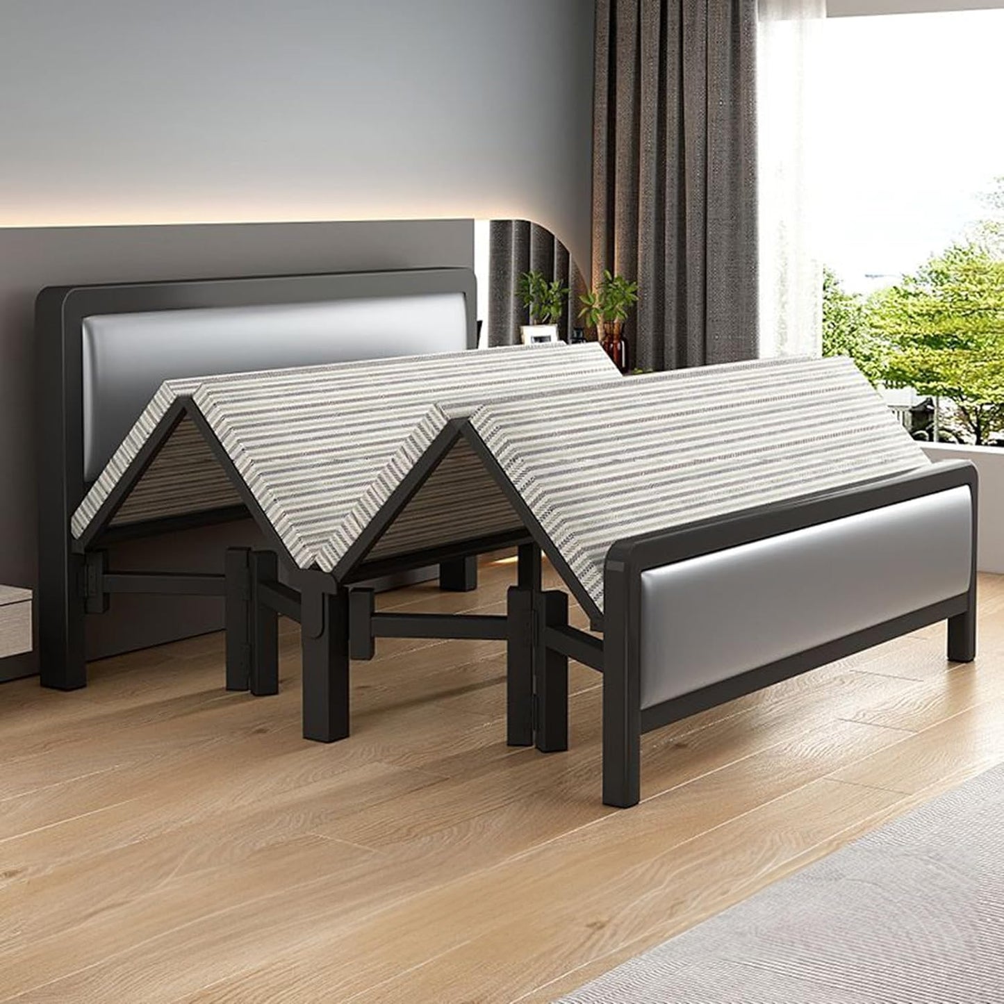 Folding bed installation-free,plank bed, Portable Foldable Beds Strong Sturdy Frame,lunch break bed, simple bed, iron bed,Home and Office economy bed【90x193cm】