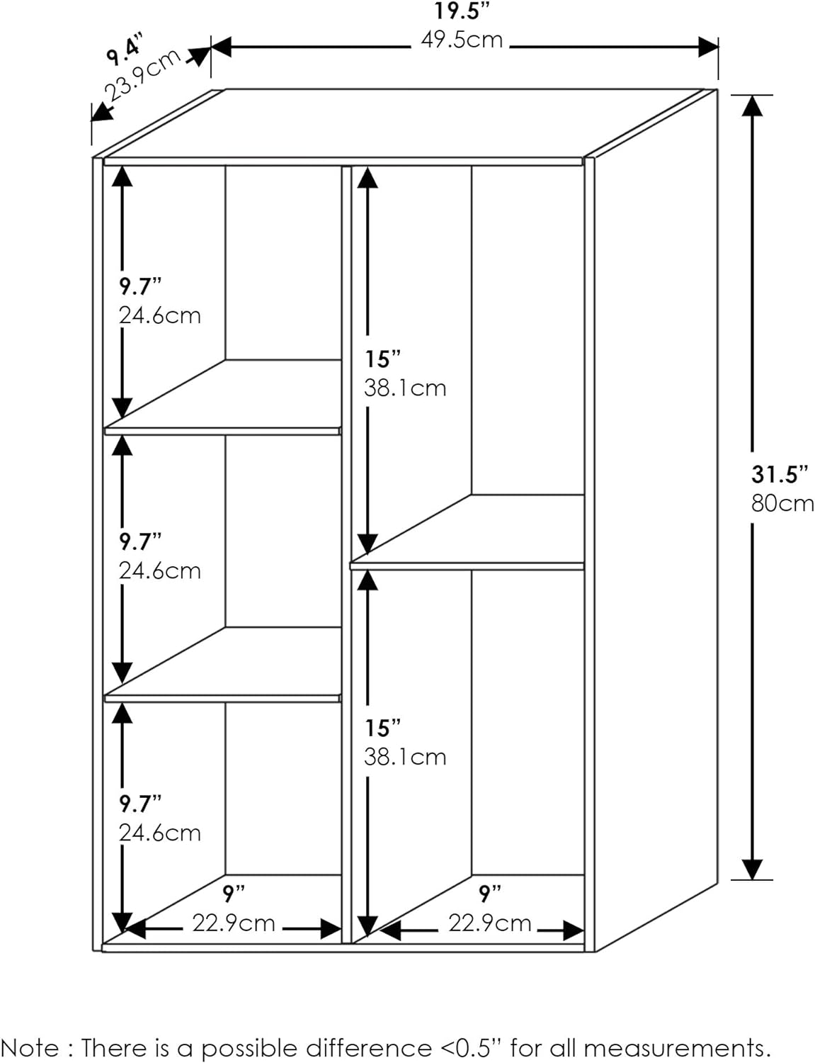 Furinno 5-Tier Reversible Color Open Shelf Bookcase, White/Pink 11055WH/PI