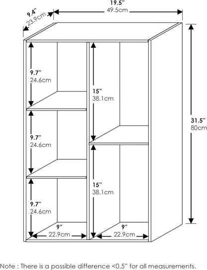 Furinno 5-Tier Reversible Color Open Shelf Bookcase, White/Pink 11055WH/PI