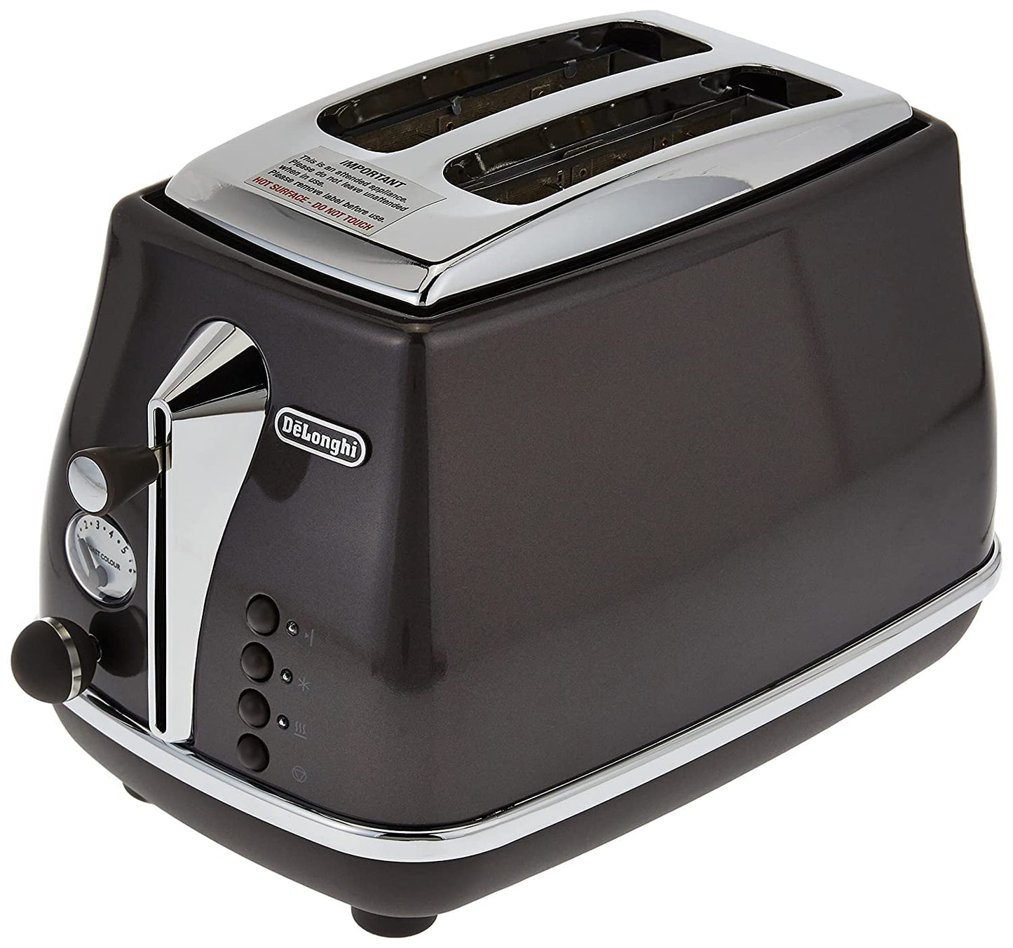 De'Longhi Icona Capitals Red Vintage Style 4 Slice Toaster, 6 Browning Levels, 4 Extra Wide Bread Slots, Defrost and Reheat Functions, Removable Crumb Tray, CTOC4003.R.