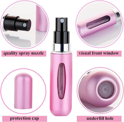 Perfume Atomiser Refillable 5 Pcs Travel Bottle Mini ML Atomizer Spray Portable Empty Fragrance Container for Aftershave Holiday and Night Out