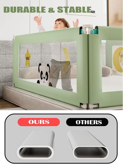 U-HOOME Bed Rail for Toddlers,Baby Bed Rail Guard with Dual-Child Lock,Extra Long Bed Crib Bumper for Kids, Adjust Up&Down Safety Toddler Bed Rail for King Queen Full Twin Size Bed,1 Pack (Green-1.5m)