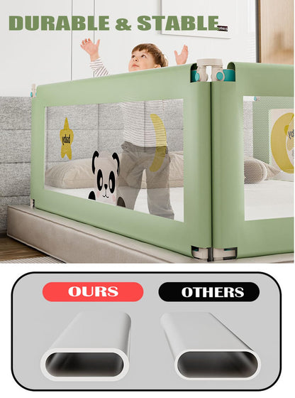 U-HOOME Bed Rail for Toddlers,Baby Bed Rail Guard with Dual-Child Lock,Extra Long Bed Crib Bumper for Kids, Adjust Up&Down Safety Toddler Bed Rail for King Queen Full Twin Size Bed,1 Pack (Green-1.5m)