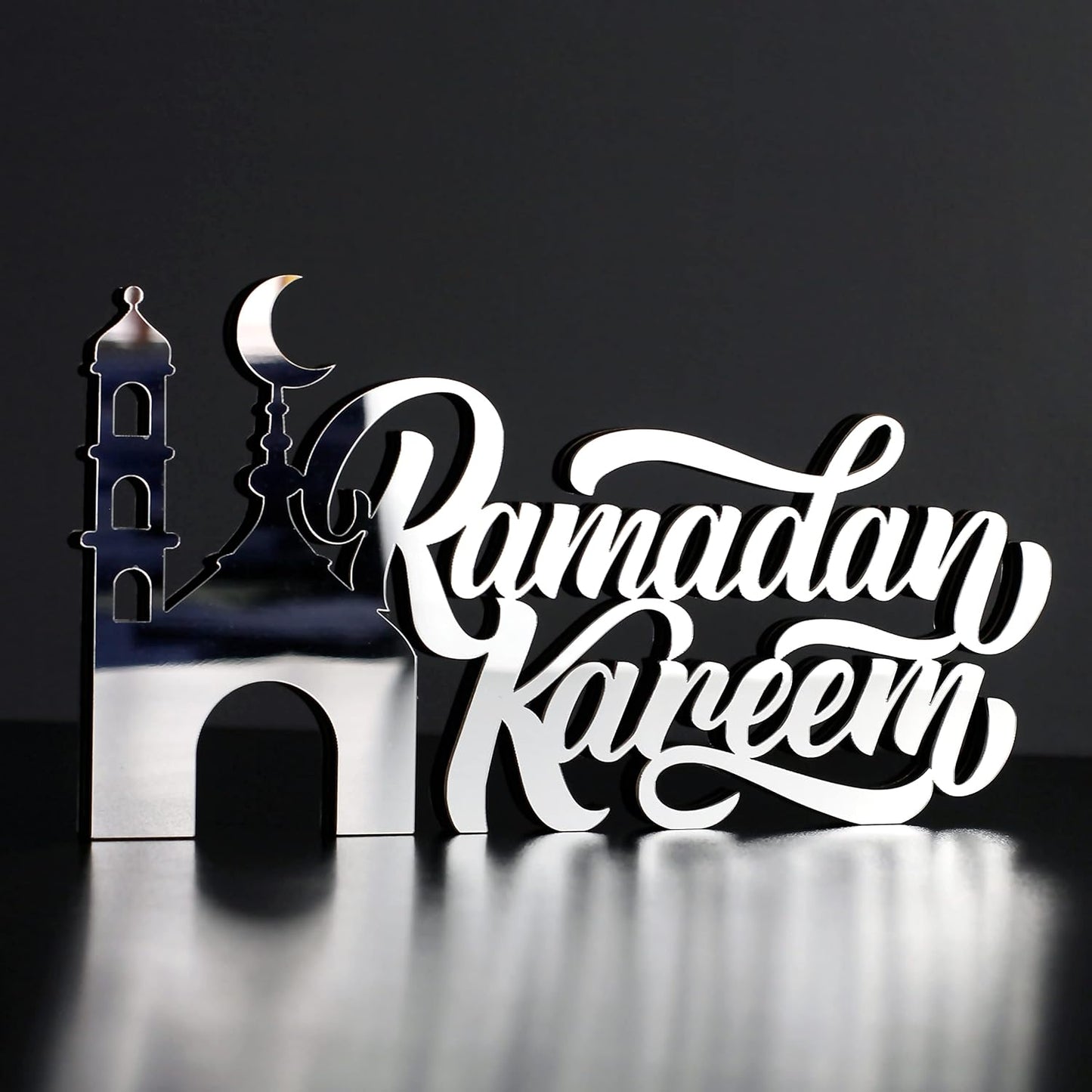 E World | Wooden Acrylic Islamic Tabletop Decors | Ramadan Kareem and Eid Mubarak Decoration | Islamic Muslim Gifts | Ramadan Eid Decoration | (Ramadan Kareem-1, Gold)