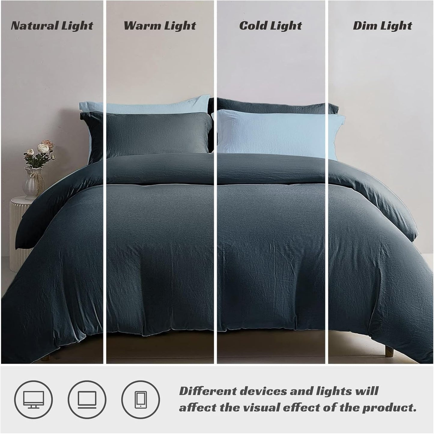 UCHUANG Duvet Cover Set Queen Size 4 Pcs, Include 1 Quilt Cover 200 x 230cm & 2 Pillow Cases 48 x 74cm & 1 Bedsheet 235 x 250cm, Super Soft Quality Cotton Bedding Set, NO Comforter - Milk Tea Cheese