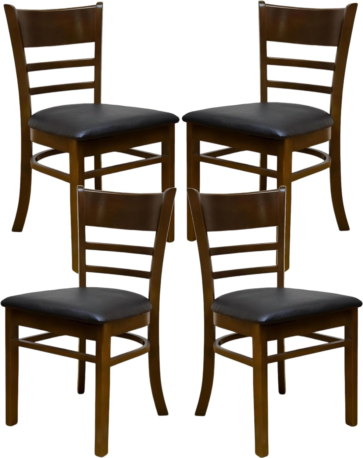 Dining Chair with Solid Wood Frame and Legs,PU Laether Seat Material,for Living Room, Kitchen,Restaurant (four chairs)