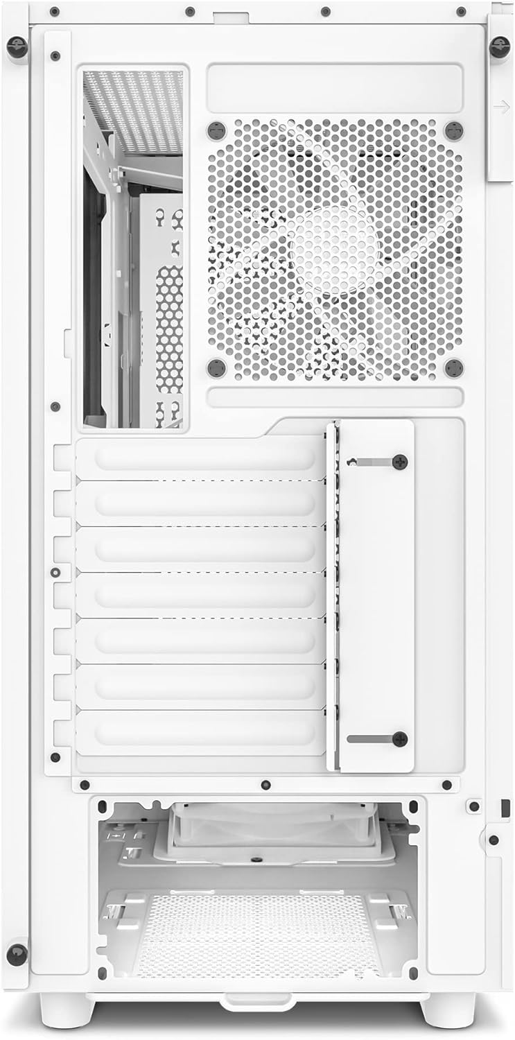 NZXT H5 Flow Compact ATX Mid-Tower PC Gaming Case – High Airflow Perforated Front Panel – Tempered Glass Side Panel – Cable Management – 2 x 120mm Fans Included – 280mm Radiator Support – White