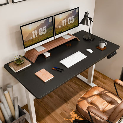 Flexispot EN1 Height Adjustable Standing Desk with Memory Height Adjustable Whole-Piece Desk Top (55x28, Black Frame + White Top)