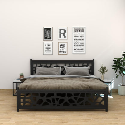 RIGID Steel Bed With Heavy Duty Metal Platform (Single Bed, Black)