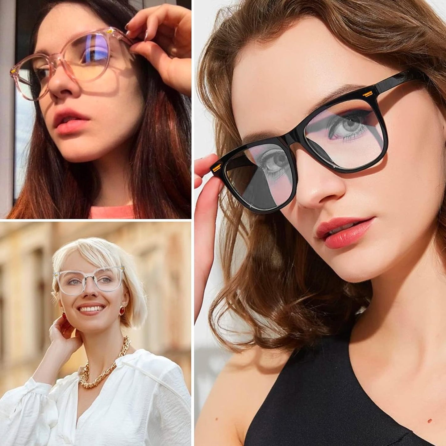 Sweet seven 5 Set Stylish Clear Lens Glasses Frames - Unisex Fashion Eyeglasses for Theme Parties, Cosplay, and Carnival