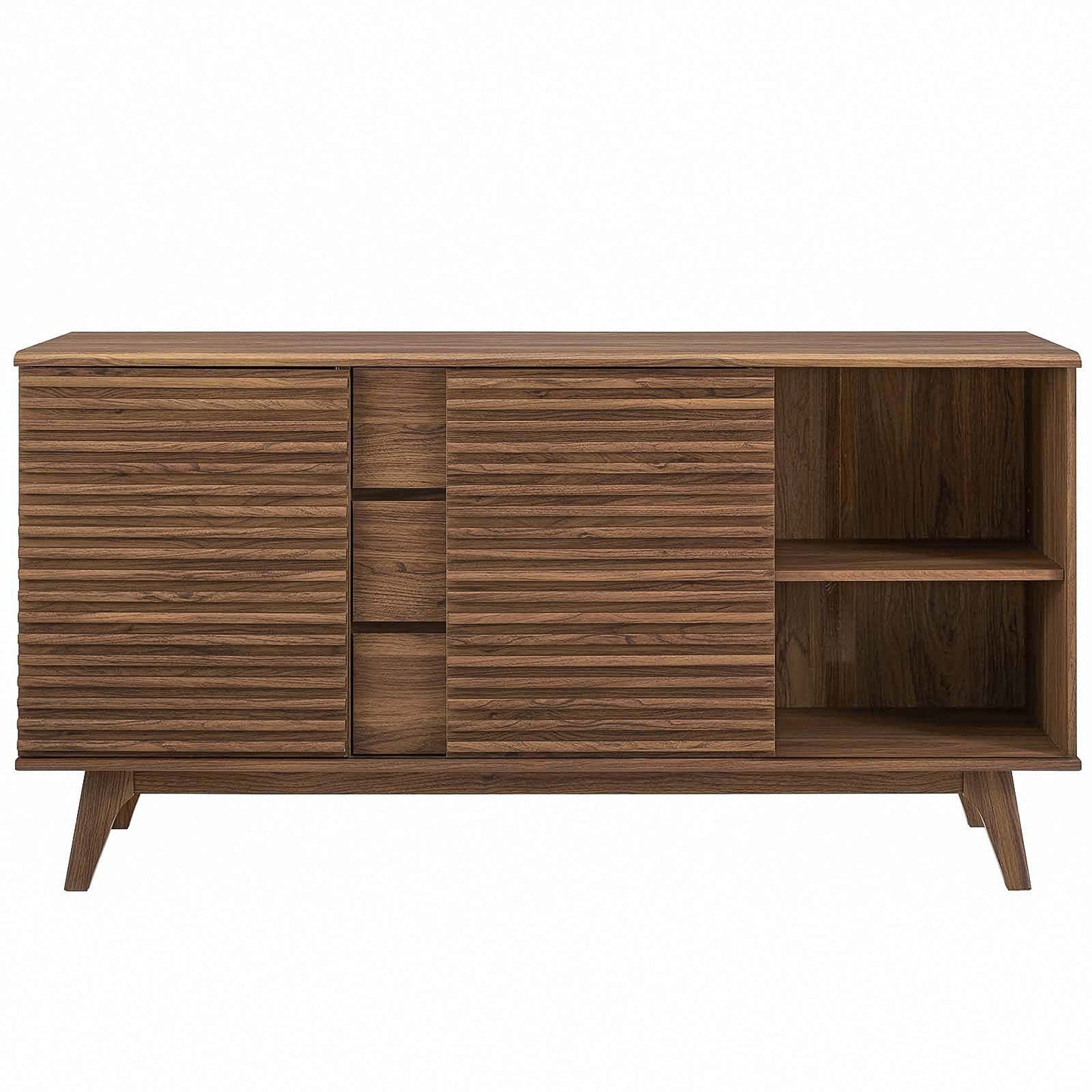 Modway Render 63" Mid-Century Modern Sideboard Buffet Table or TV Stand in Walnut