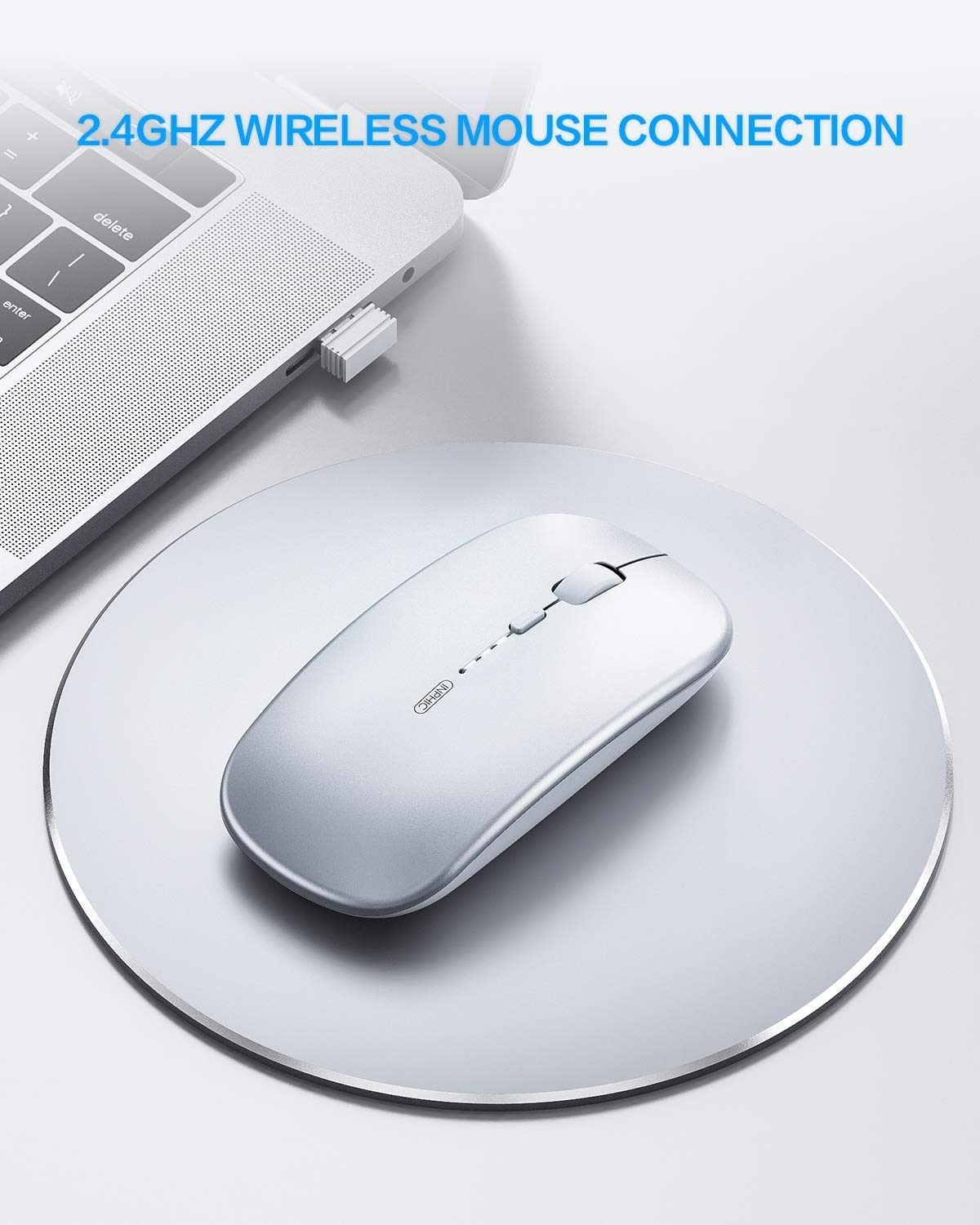 INPHIC Wireless Mouse, [Upgraded: Battery Level Visible] Large Ergonomic Rechargeable 2.4G Optical PC Laptop Cordless Mice with USB Nano Receiver, Black