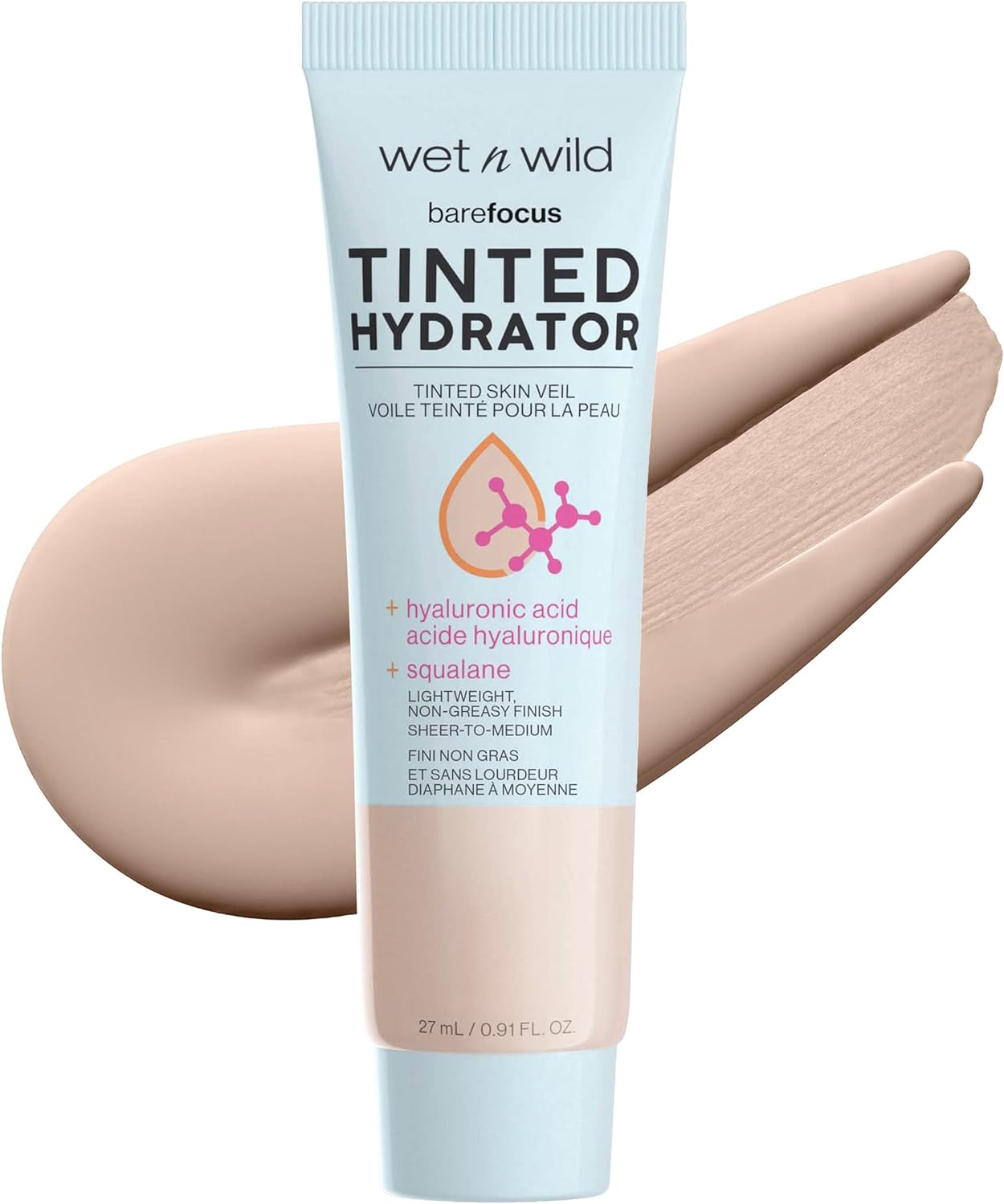 Wet N Wild Bare Focus Tinted Hydrator Tinted Skin Veil Nourishing Foundation Hyaluronic Acid, Light Medium, 0.91 Fl Oz, 27 Ml (Pack Of 1)