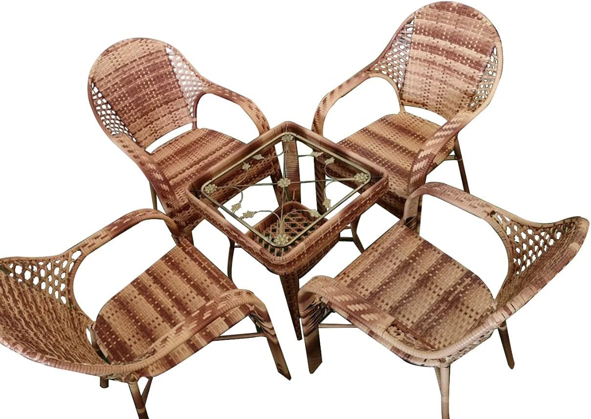 Blue River Furniture Rattan Wicker Table and Chair Set, Rattan Garden Furniture Patio Outdoor Furniture Rattan Garden Furniture Sets for Outdoor Garden Poolside, Bistro Sets394/395 (Grey)