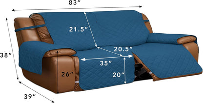 Easy-Going Loveseat Recliner Cover, Reversible Couch Cover for Double Recliner, Split Sofa Cover for Each Seat, Furniture Protector with Elastic Straps for Kids, Dogs, Pets(2 Seater, Black/Beige)