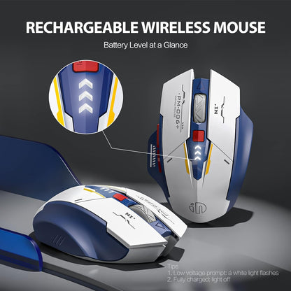 INPHIC Wireless Mouse, [Upgraded: Battery Level Visible] Large Ergonomic Rechargeable 2.4G Optical PC Laptop Cordless Mice with USB Nano Receiver, Black