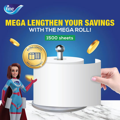 Fine Paper Towel Mega Roll 325m 1500 Sheets