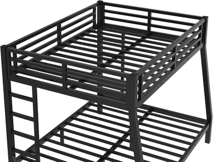 Bellemave Bunk Bed Full Over Queen, Heavy Duty Metal Bunk Bed Frame, Queen bunk Bed for Adults, Adult bunk beds Heavy Duty, Full XL Bunk Bed, Black