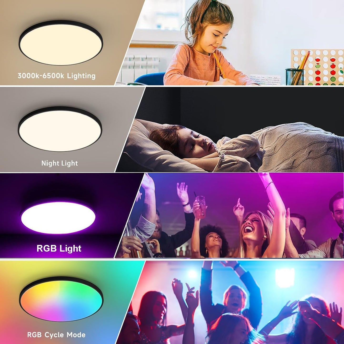 Redare Alexa Smart Ceiling Light,RGB Wifi Ceiling Light,30cm 24W Dimmable LED Flush Mount Ceiling Light Compatible with Alexa Google Home,Color Changing Ceiling Lamp for Bedroom,Kitchen (WiFi, White)