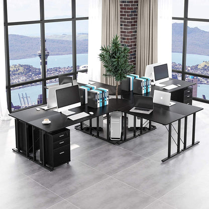 ROYAL POLAR Large L-Shaped Computer Desk with Shelves, Corner Desk, Home Office Writing Workstation with Storage