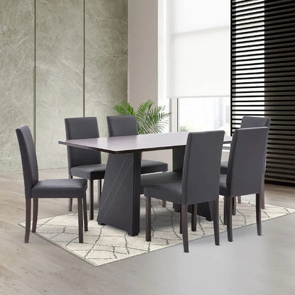 Danube Home Parson 7-Piece Rectangular Dining Set | Sturdy Kitchen Dining Table with 6 Dining Chairs | 1+6 Seater Modern Design Furniture for Home, Dining Room - Cappuccino