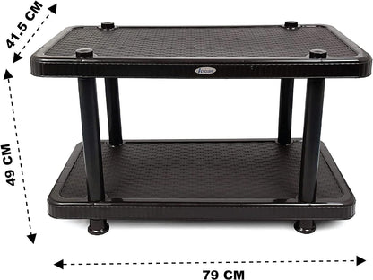 Esqube Coffee Table, Plastic Teapoy/Center Table, Matte Rattan Design (Black)