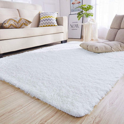 Tinyboy-hbq Area Rugs Shaggy Carpet for Living Room Bedroom Large Fluffy Carpet Modern Non-Slip Mat Multisize Rug Indoor Home Decor (Gray White, 80 x 120 cm)