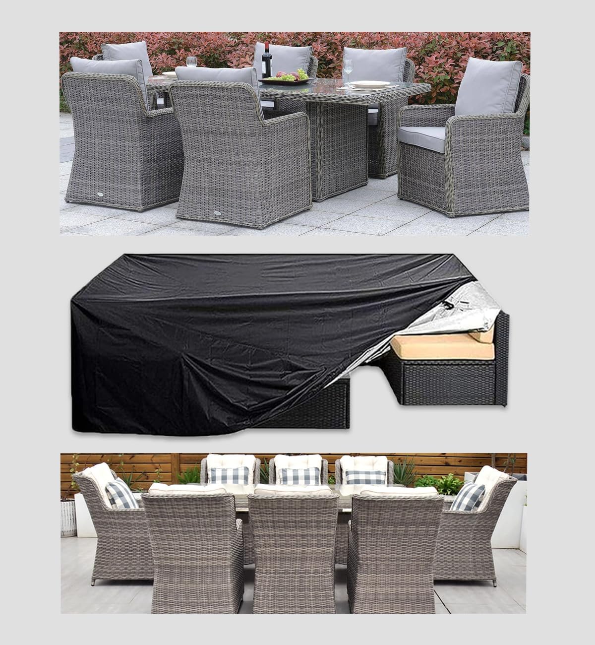 TOPIFY Waterproof Garden Patio Furniture Cover Set,(325 x208 x58) 210D Heavy Duty Oxford Fabric UV Resistant Protection for Rectangle Sofa Outdoor