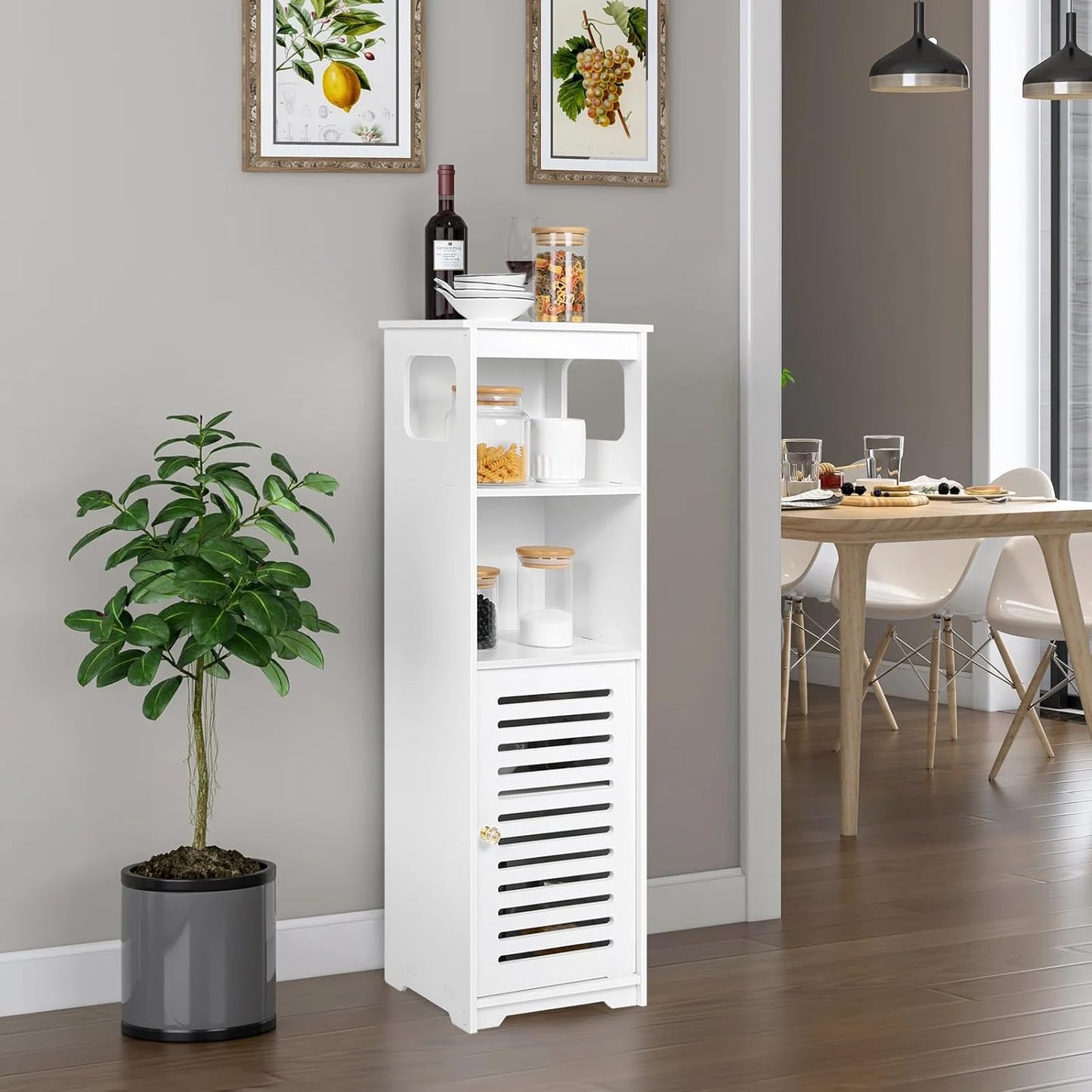 CITLOW Bathroom Waterproof Cabinet,White Floor Standing Storage Cabinet Home StorageFurniture Shelf,Suitable for Toilet Bedroom Kitchen Living Room,75x22x20cm