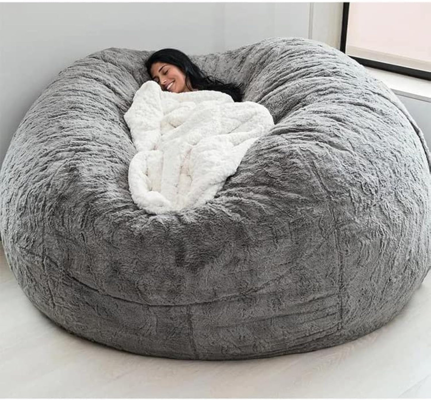 LIMOS Bean Bag Chair Cover(Cover Only,No Filler),Oversized Soft Fluffy PV Velvet Sofa Bed Cover, Soft And Comfortable Lazy Sofa Bed Cover (150cm x 75 cm, dark grey)