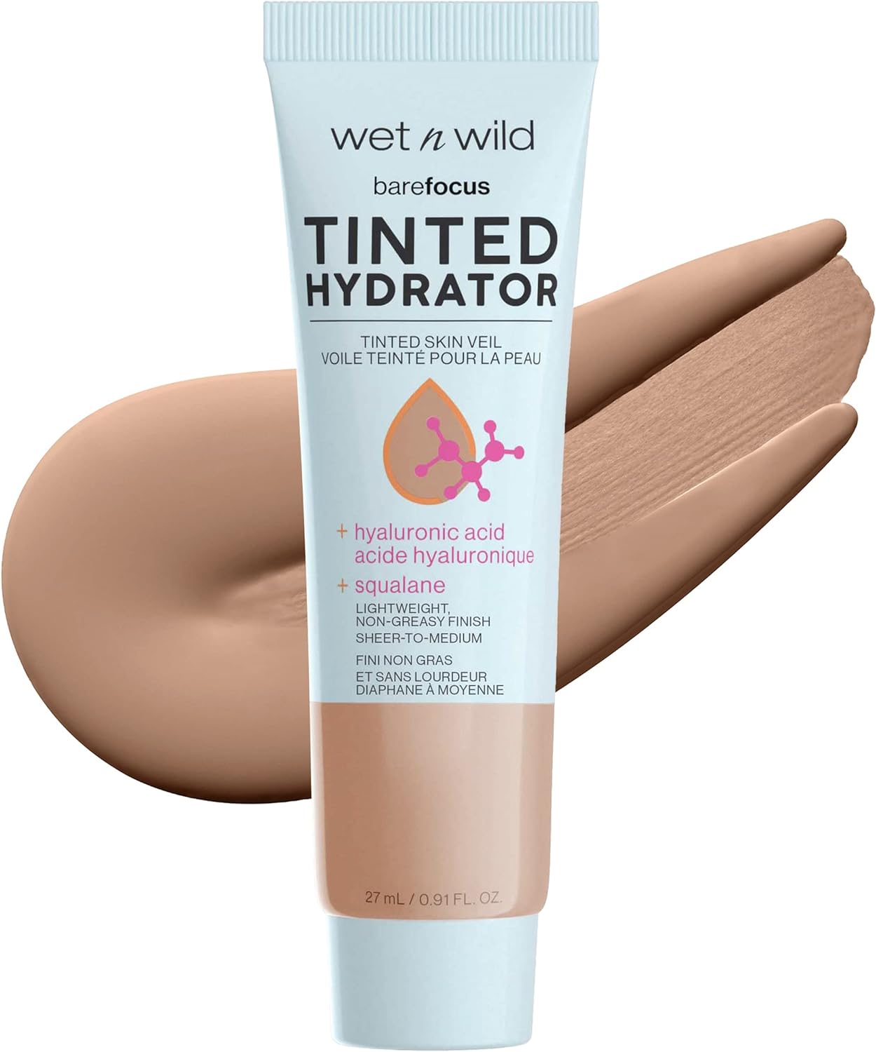 Wet N Wild Bare Focus Tinted Hydrator Tinted Skin Veil Nourishing Foundation Hyaluronic Acid, Light Medium, 0.91 Fl Oz, 27 Ml (Pack Of 1)