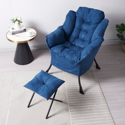 Panana Armchair Accent Chair Lazy Chair Lounge Chair with Armrests Fabric Leisure Sofa Chair with Footstool (Dark Grey)