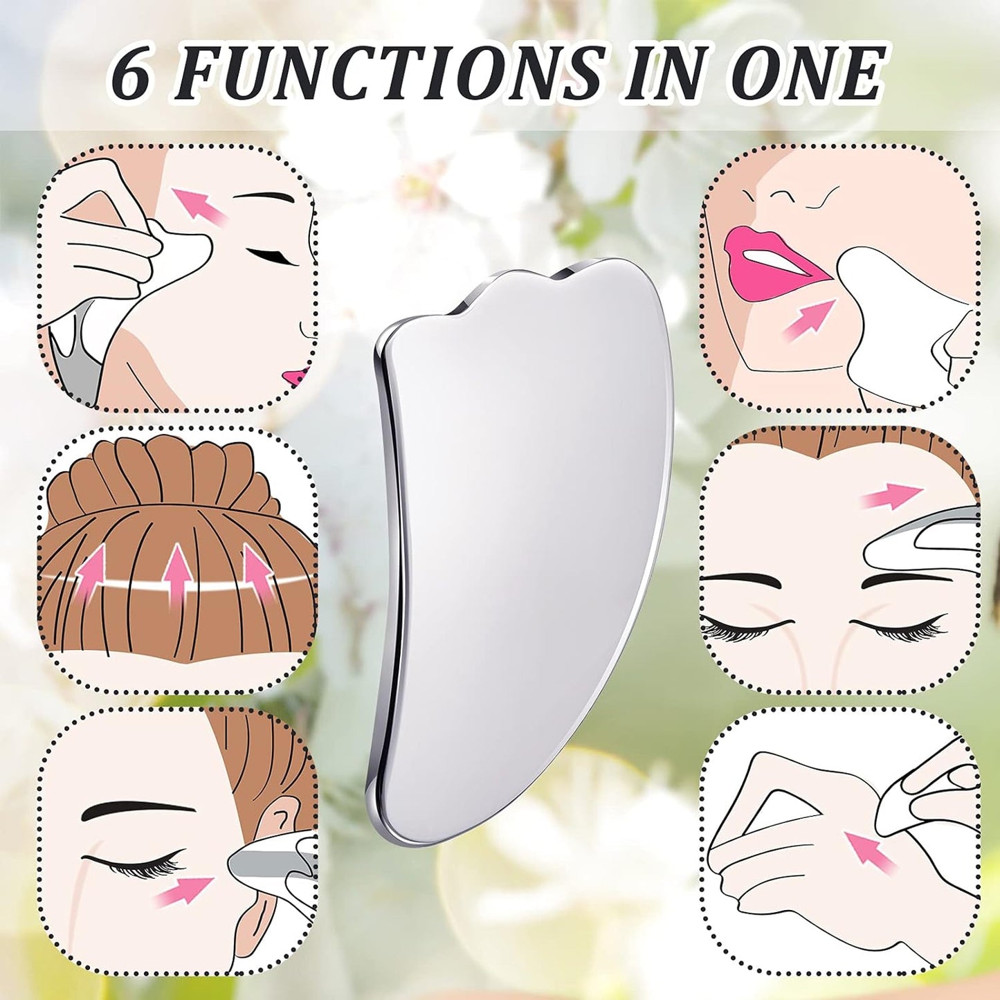 Nuanchu Stainless Steel Gua Sha Tool Facial Gua Sha Tool Tighten Skin Care Tools Massage Beauty Tool for Body Eyes Neck Massager with Travel Pouch (Heart model)