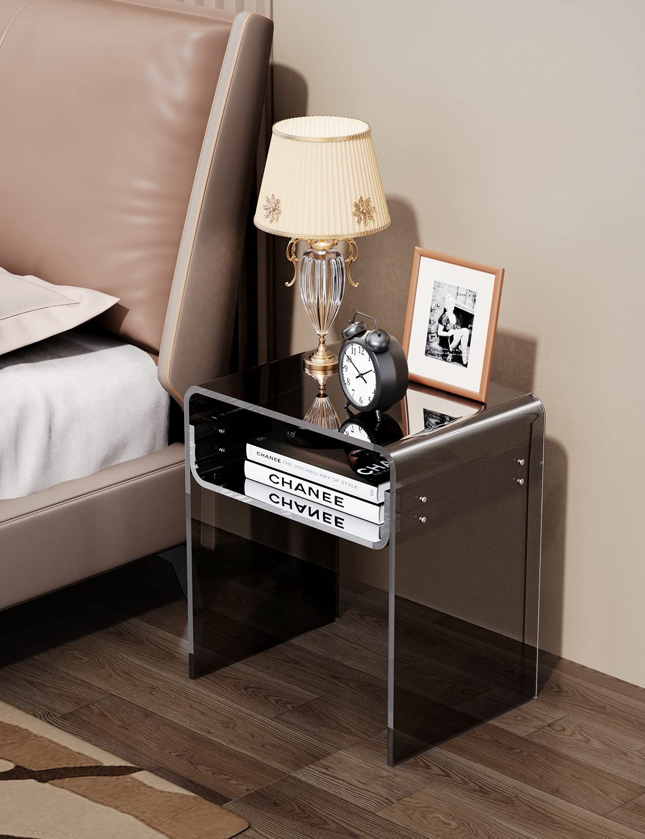 solaround Acrylic Side Table, Nightstand U-Shaped Bedside Table for Bedroom Living Room, 30 * 40 * 50cm, Clear