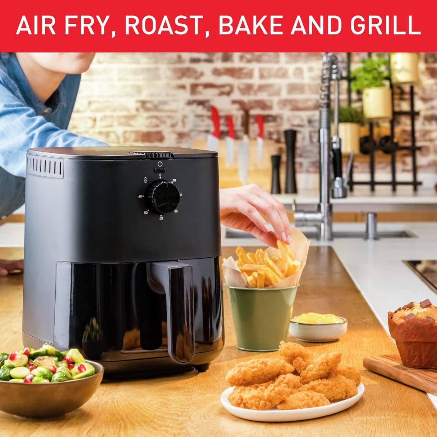 TEFAL Air Fryer | Easy Fry Essential |3.5 L Capacity | 1430W | Healthy Cooking |Adjustable Temperature | 2 Years Warranty | EY130840