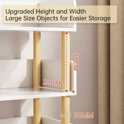 U-HOOME 4-Tier Open Bookshelf -Freestanding Bookcase,Book Shelf Book Rack,Wood Storage Shelves Display Stand with Top Edge and Solid Wood Frame for Living Room,Home Office,Storage Cabinet