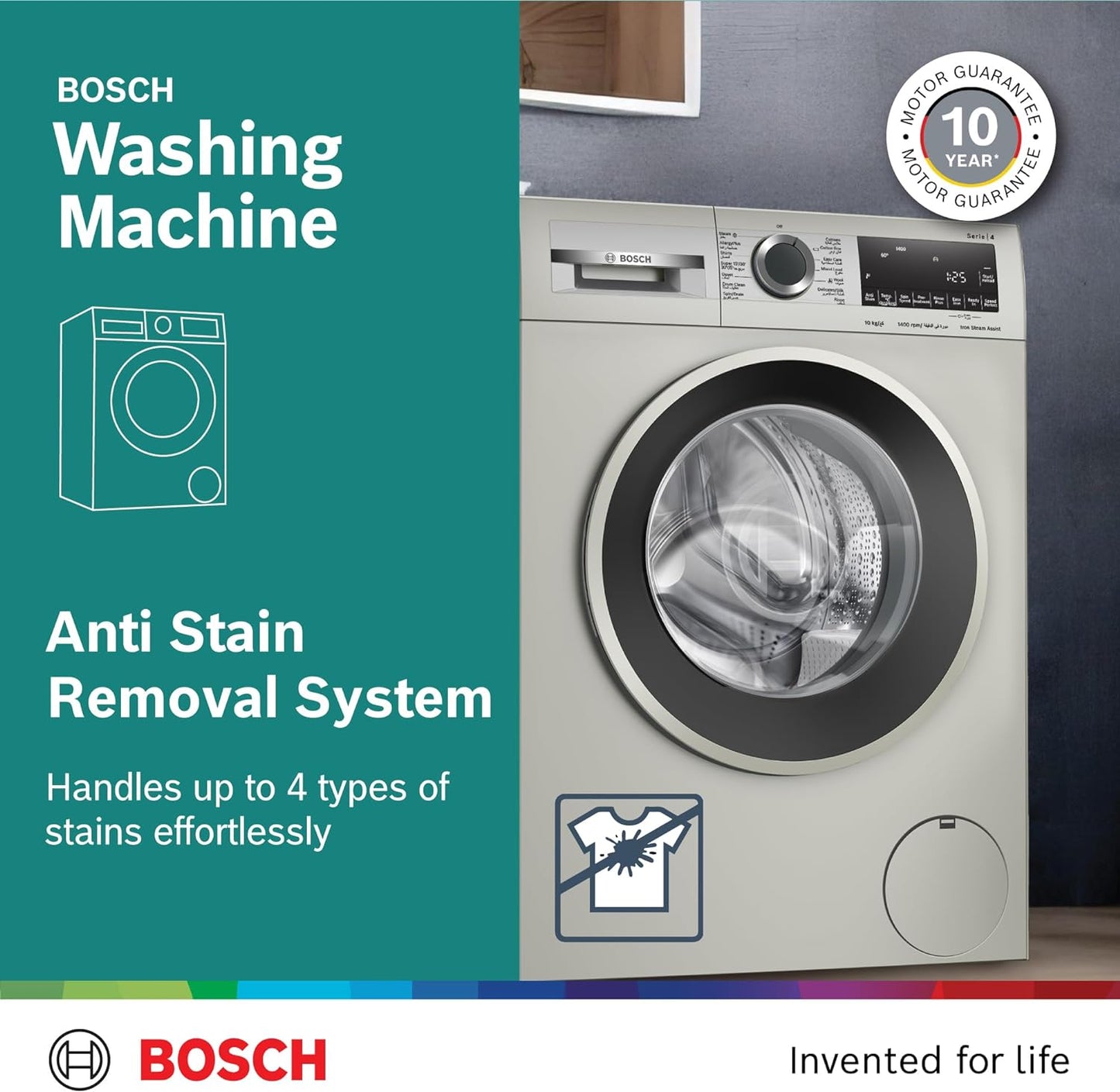 Bosch Front Load Washing Machine 9Kg Series 4, German Engineering Innovative Bosch Washing Machine, WGA2540XGC