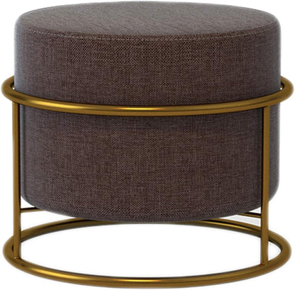 STTC Round Foot Stool Leg Rest Soft Tufted Ottoman, Modern Linen Pouffe Chair Change Shoes Stool Upholstered Footstool for Home Living Room Bedroom Office,Linen beige