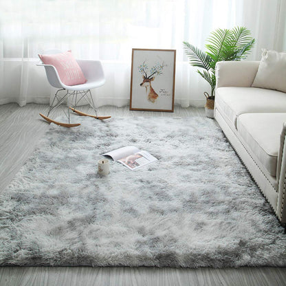 Tinyboy-hbq Area Rugs Shaggy Carpet for Living Room Bedroom Large Fluffy Carpet Modern Non-Slip Mat Multisize Rug Indoor Home Decor (Gray White, 80 x 120 cm)