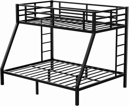 Bellemave Heavy Duty Bunk Bed for Adults, Twin XL Over Queen Bunk Beds with 2 Build in Ladder and Full Length Guardrail, Twin XL Over Queen Bunk Bed for Adults, Teens, Kids, No Box Spring Needed