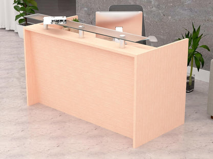 Mahmayi REC-2 Designer Reception Desk For Office Space, Front Office Desk (White-Coco Bolo)