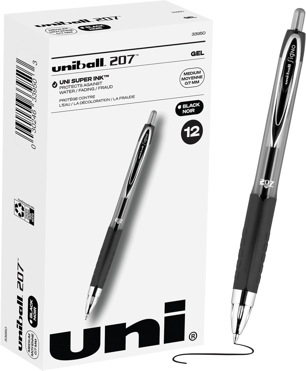 Uniball Signo 207 Gel Pen 12 Pack, 0.5mm Micro Black Pens, Gel Ink Pens | Office Supplies Sold by Uniball are Pens, Ballpoint Pen, Colored Pens, Gel Pens, Fine Point, Smooth Writing Pens