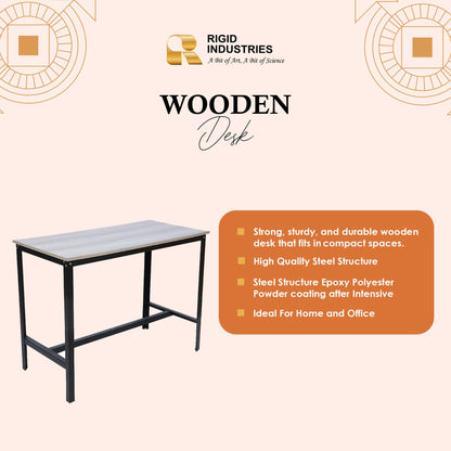 RIGID Wooden Dining Room Set, Durable Steel Frame, Industrial Design for Kitchen, Dining Room, Living Room Furniture (Wooden Desk and Bench Set)