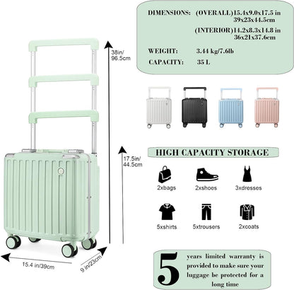 Somago Carry-On Luggage 18-Inch Hardside Spinner Lightweight Suitcase with TSA Lock, White, carry-on 18-inch, Hardside Luggage With Spinner Wheels